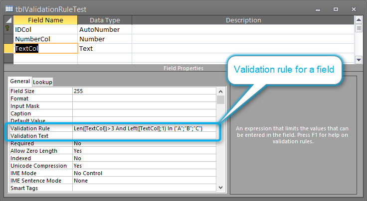 Validation rule for a single field