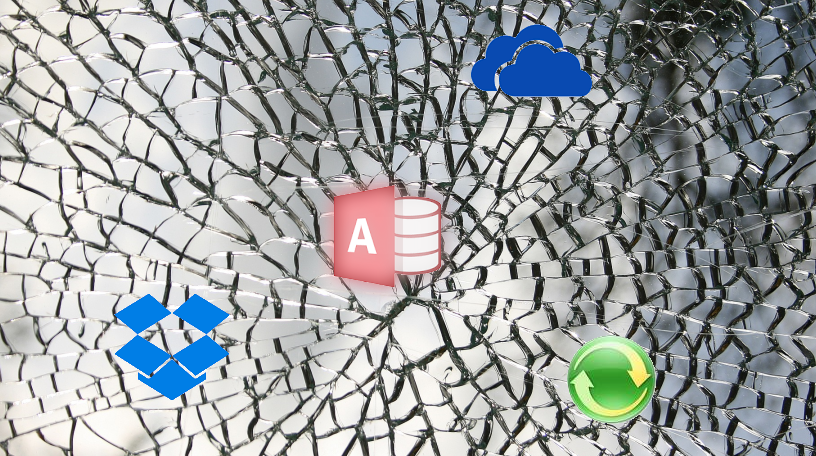 Icons on broken glass