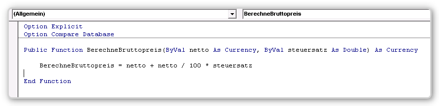 VBA Funktion für Abfrage