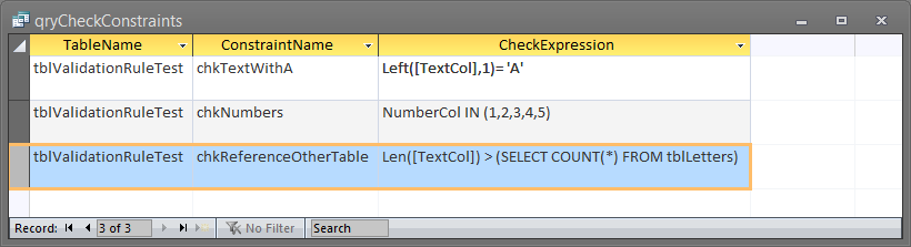 Check Constraints queried from MSysObjects table