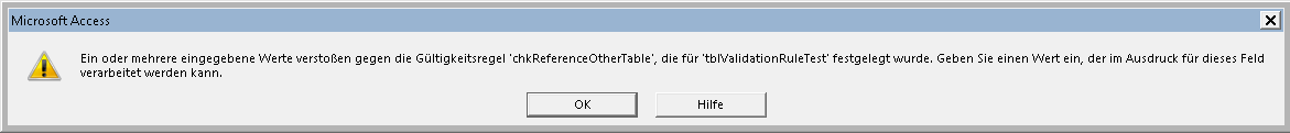 Meldung für verletzten Check Constraint