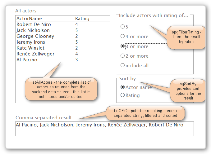 Screenshot of a sample form