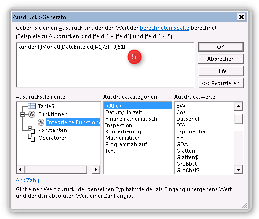 Schritt 5: Ausdruck im Ausdruckseditor erstellen