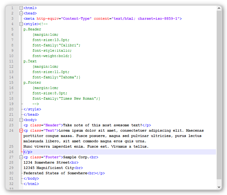 Kompletter HTML-Source-Code der Email einschließlich des CSS