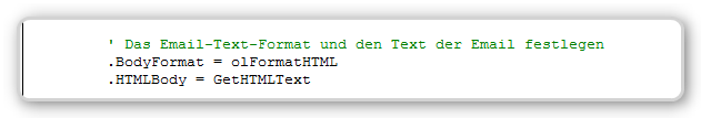 VBA-Code um den HTML-Text einer email zu setzen