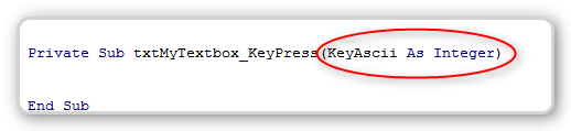 VBA KeyPress event procedure