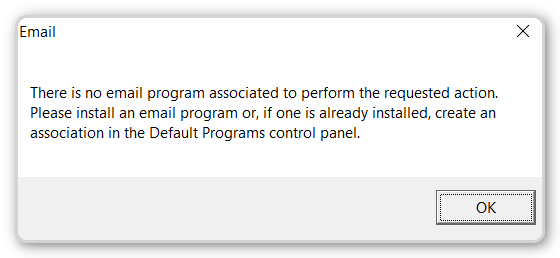 no MAPI email client configured