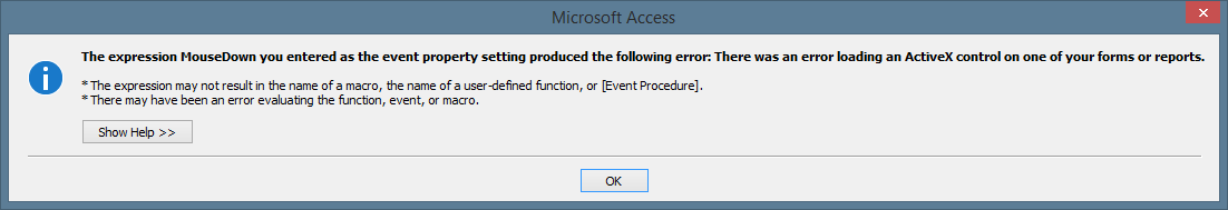 ActiveX error message for TreeView event